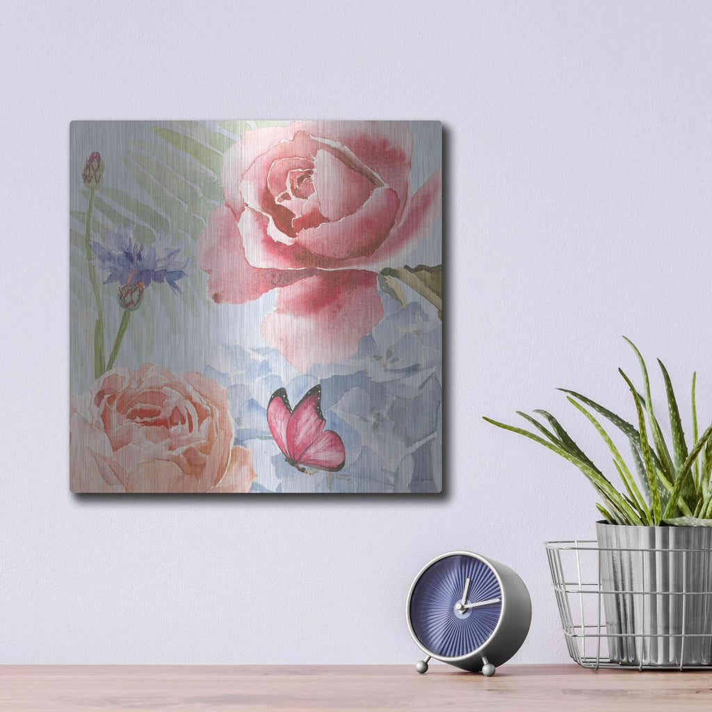 'Boho Bouquet IV Blue' by James Wiens – Metal Wall Art, 12x12 room view