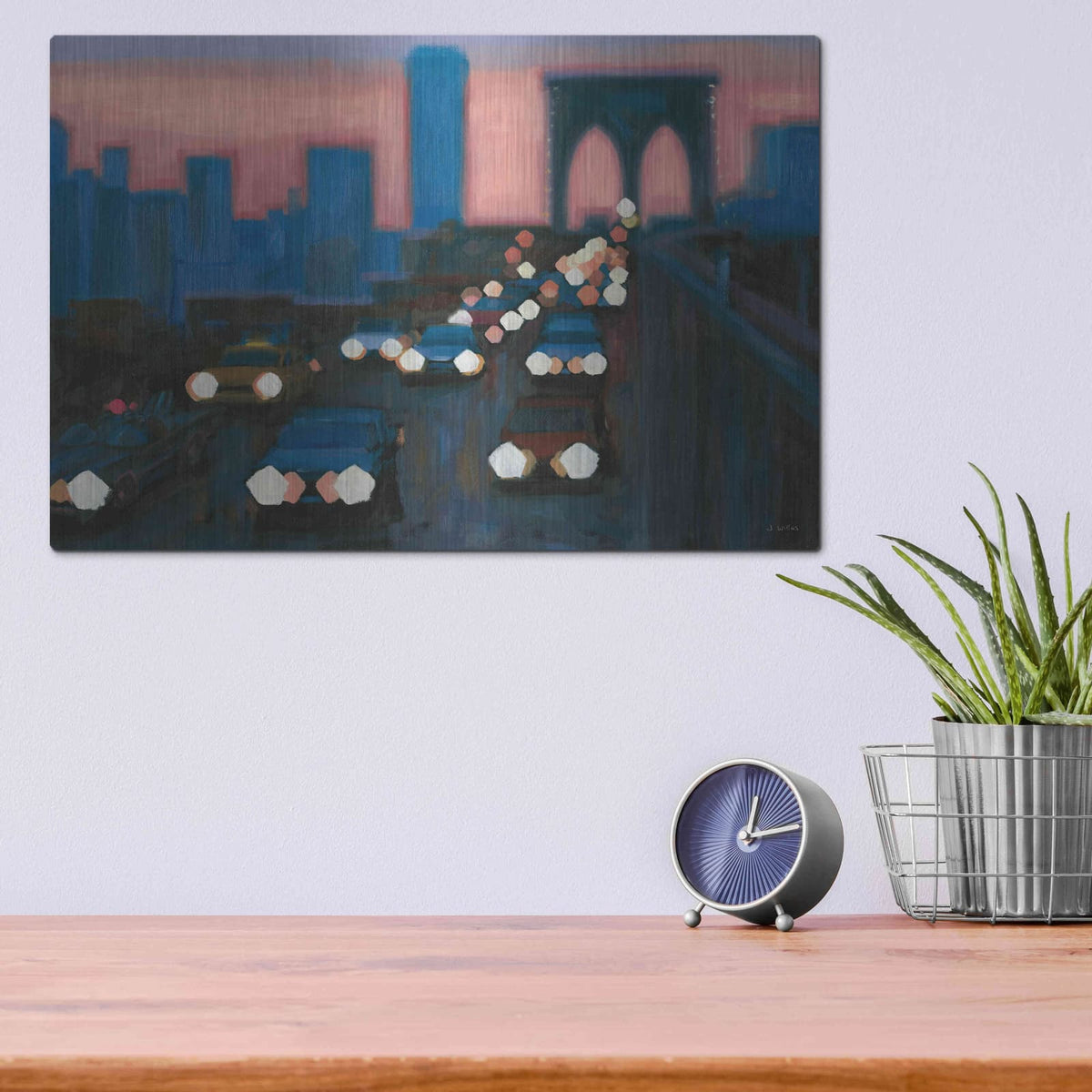 'Brooklyn Bridge Evening' by James Wiens – Metal Wall Art, 16x12 room view
