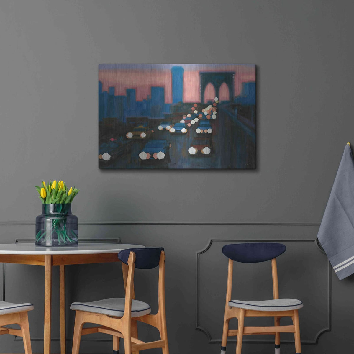 'Brooklyn Bridge Evening' by James Wiens – Metal Wall Art, 36x24 room view