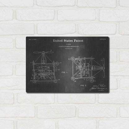 Luxe Metal Art 'Aerial Vintage Patent Blueprint' by Epic Portfolio, Metal Wall Art,16x12