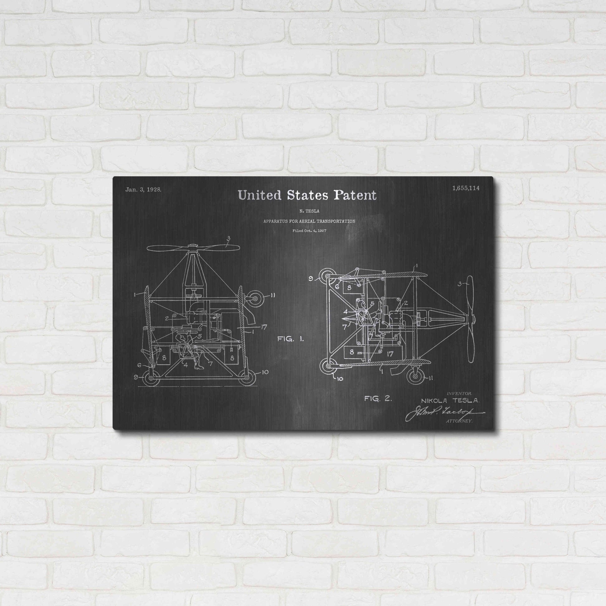 Luxe Metal Art 'Aerial Vintage Patent Blueprint' by Epic Portfolio, Metal Wall Art,36x24