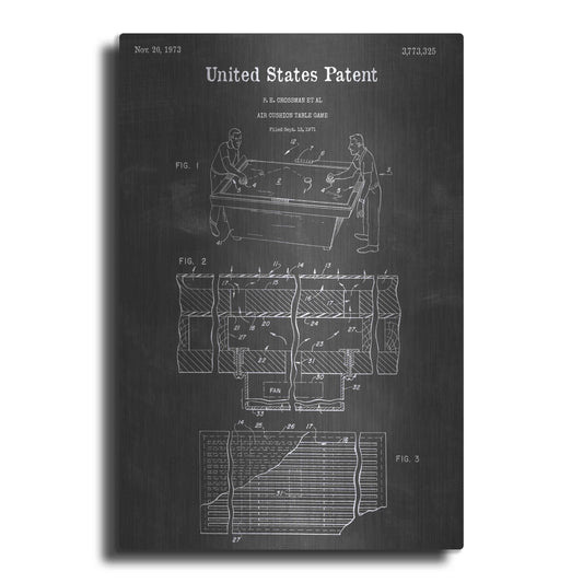 Luxe Metal Art 'Air Hockey Vintage Patent Blueprint' by Epic Portfolio, Metal Wall Art