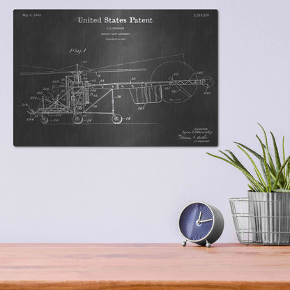 Luxe Metal Art 'Aircraft Vintage Patent Blueprint' by Epic Portfolio, Metal Wall Art,16x12