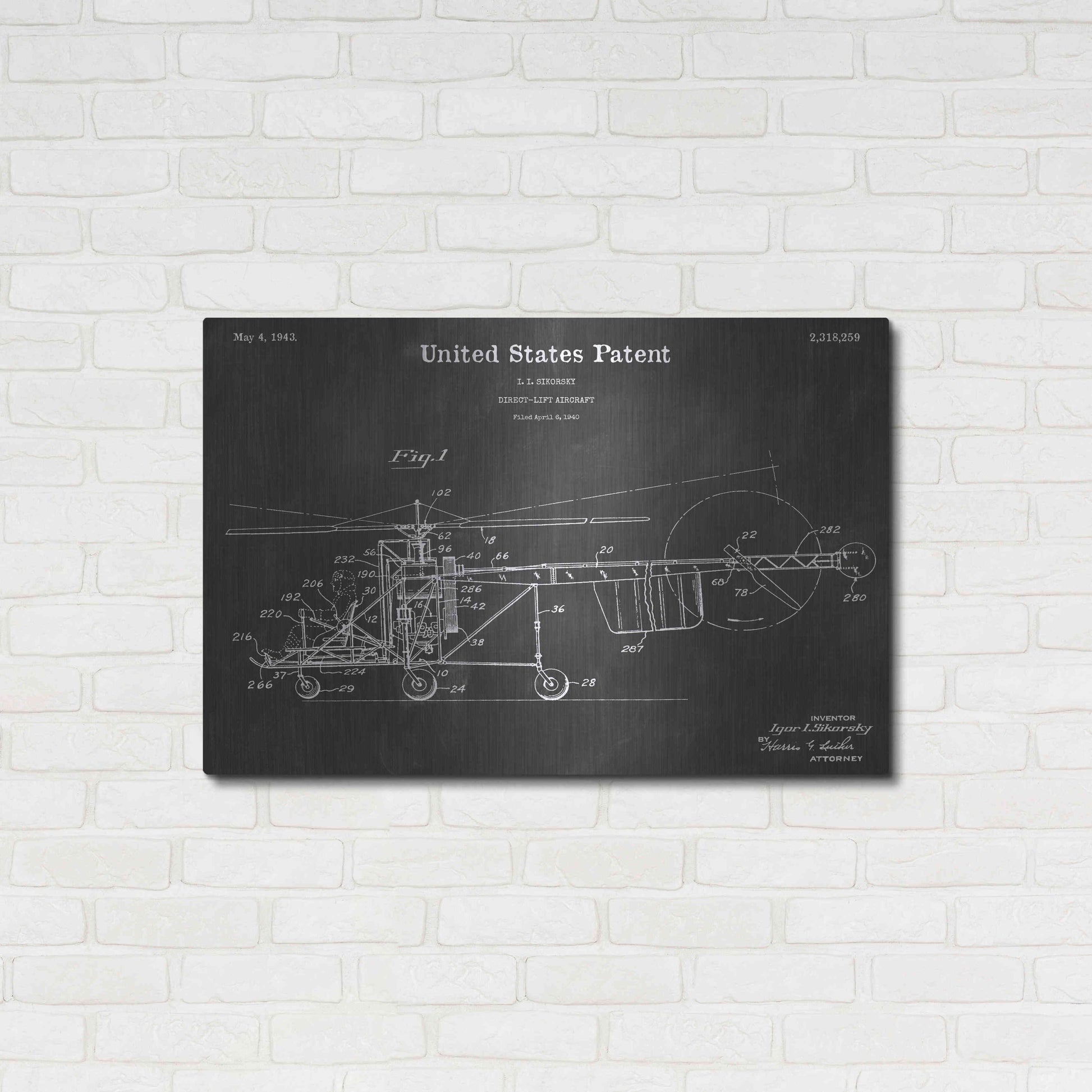 Luxe Metal Art 'Aircraft Vintage Patent Blueprint' by Epic Portfolio, Metal Wall Art,36x24