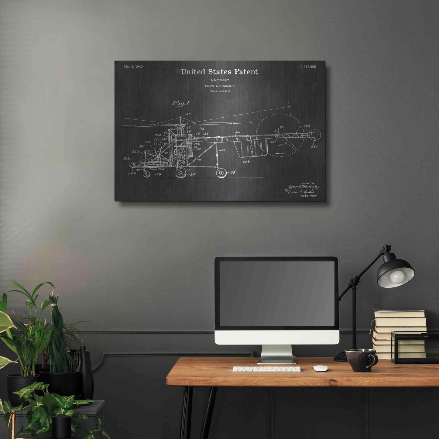 Luxe Metal Art 'Aircraft Vintage Patent Blueprint' by Epic Portfolio, Metal Wall Art,36x24