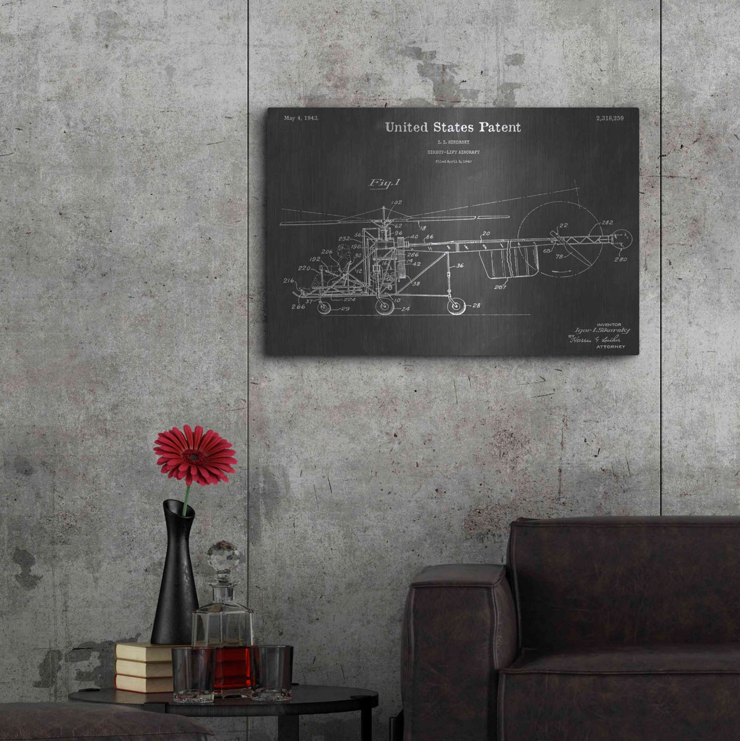 Luxe Metal Art 'Aircraft Vintage Patent Blueprint' by Epic Portfolio, Metal Wall Art,36x24