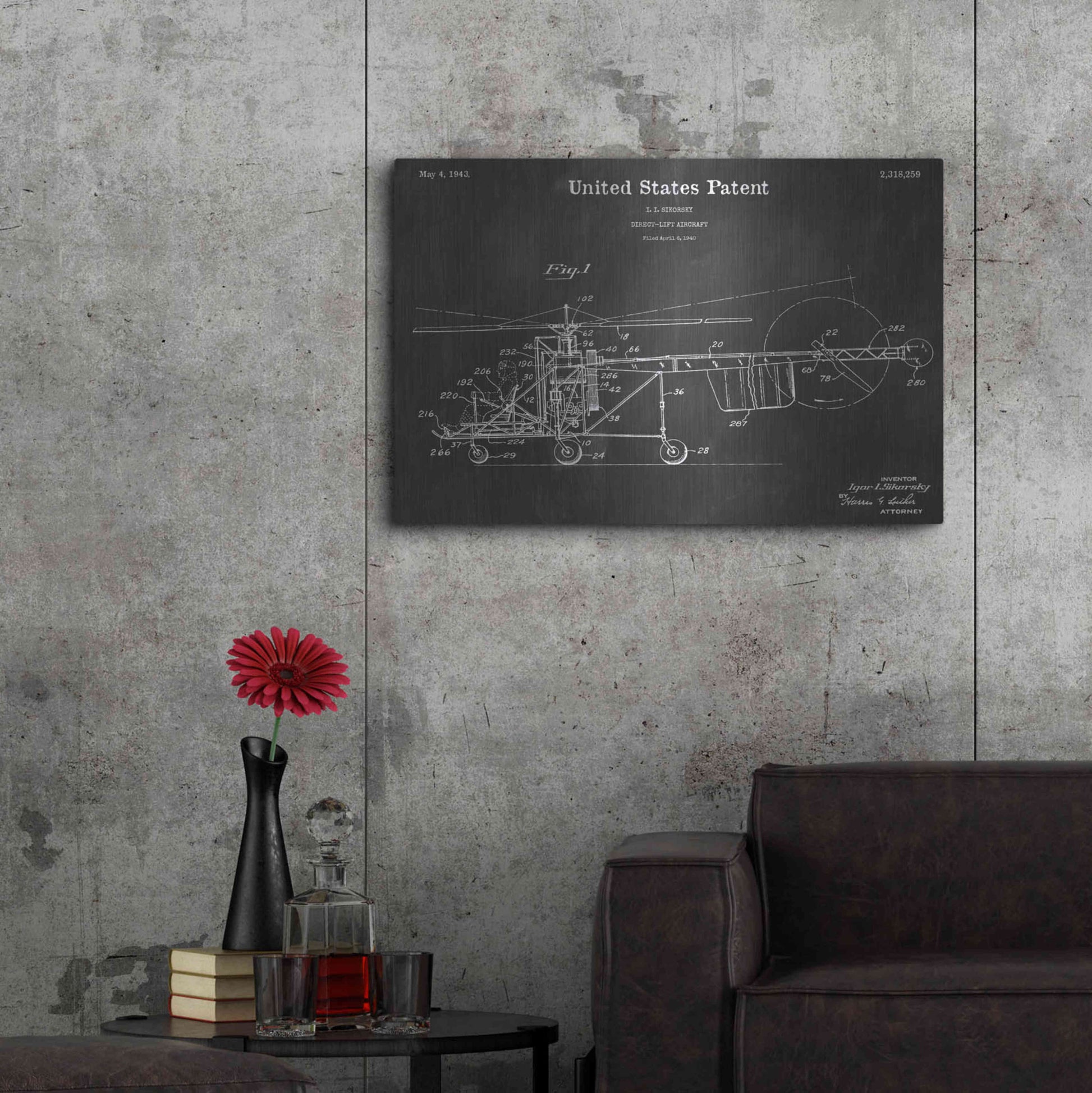 Luxe Metal Art 'Aircraft Vintage Patent Blueprint' by Epic Portfolio, Metal Wall Art,36x24