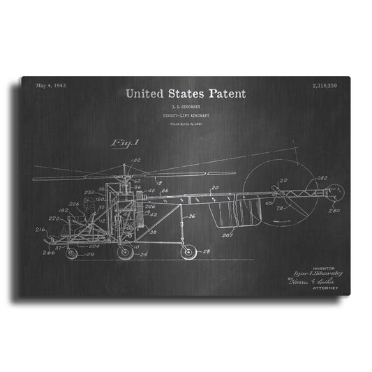 Luxe Metal Art 'Aircraft Vintage Patent Blueprint' by Epic Portfolio, Metal Wall Art