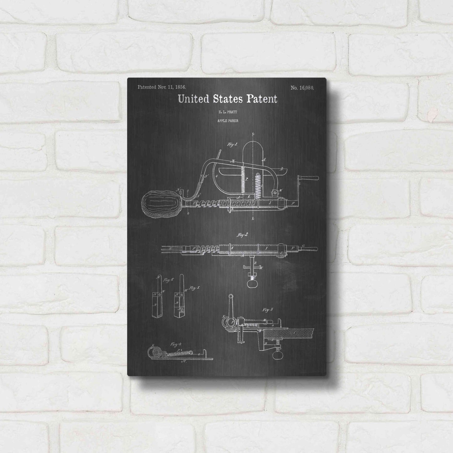 Luxe Metal Art 'Apple Parer Vintage Patent Blueprint' by Epic Portfolio, Metal Wall Art,12x16