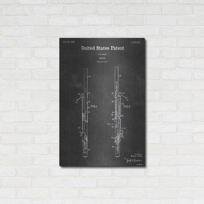 Luxe Metal Art 'Bassoon Vintage Patent Blueprint' by Epic Portfolio, Metal Wall Art,24x36