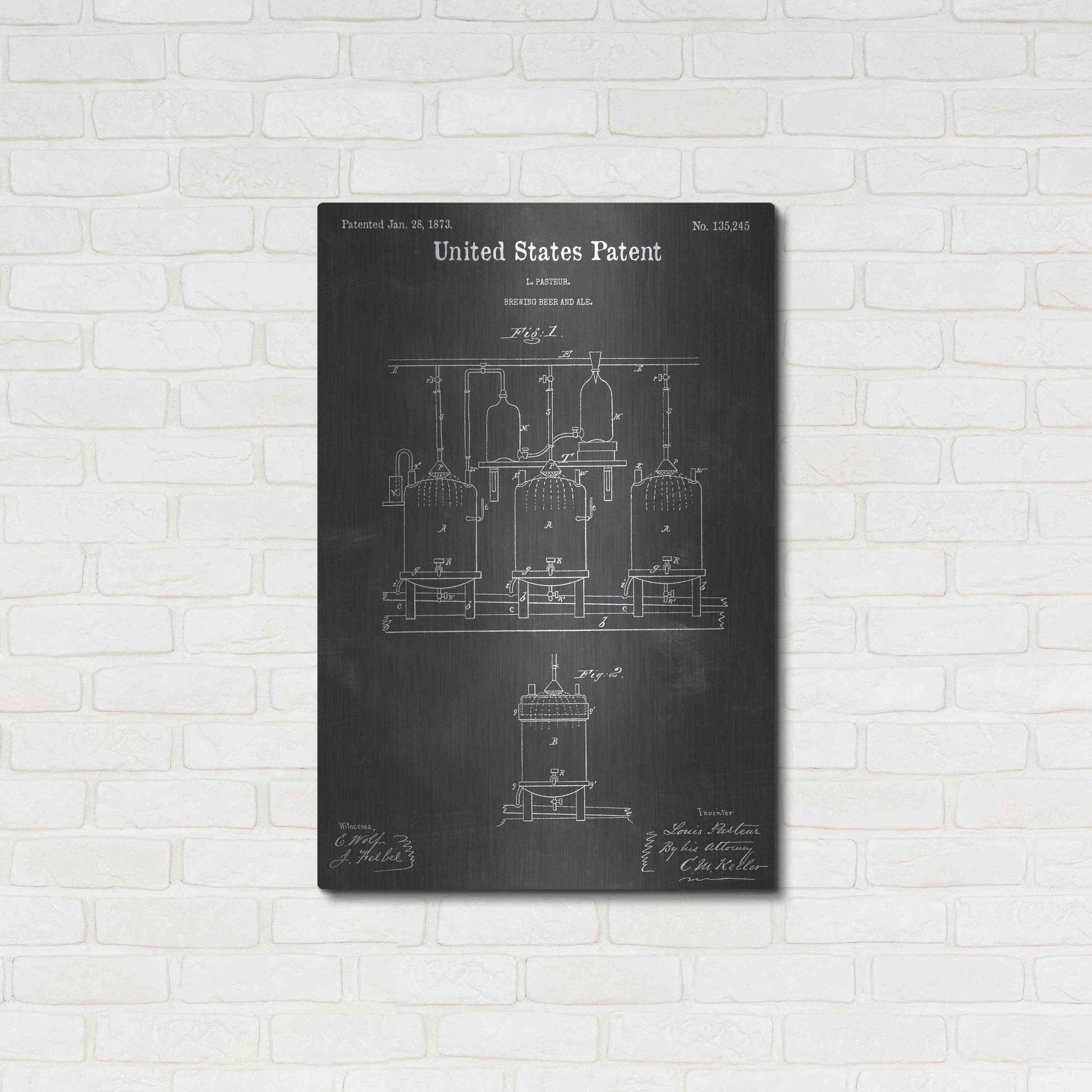 Luxe Metal Art 'Brewing Beer Vintage Patent Blueprint' by Epic Portfolio, Metal Wall Art,24x36