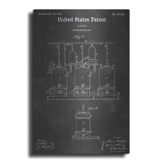 Luxe Metal Art 'Brewing Beer Vintage Patent Blueprint' by Epic Portfolio, Metal Wall Art