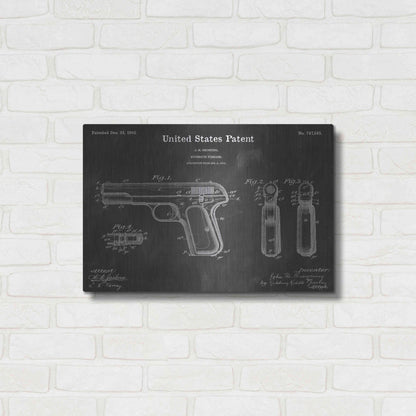 Luxe Metal Art 'Browning Vintage Patent Blueprint' by Epic Portfolio, Metal Wall Art,24x16