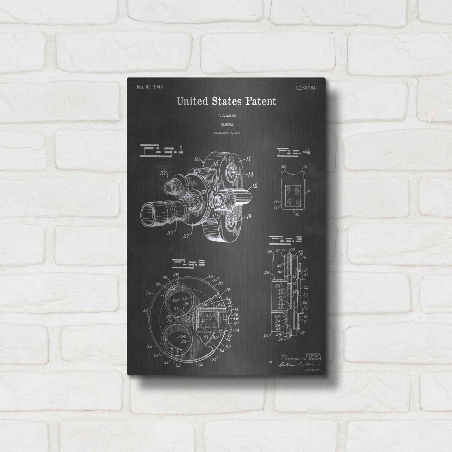 Luxe Metal Art 'Camera Vintage Patent Blueprint' by Epic Portfolio, Metal Wall Art,12x16