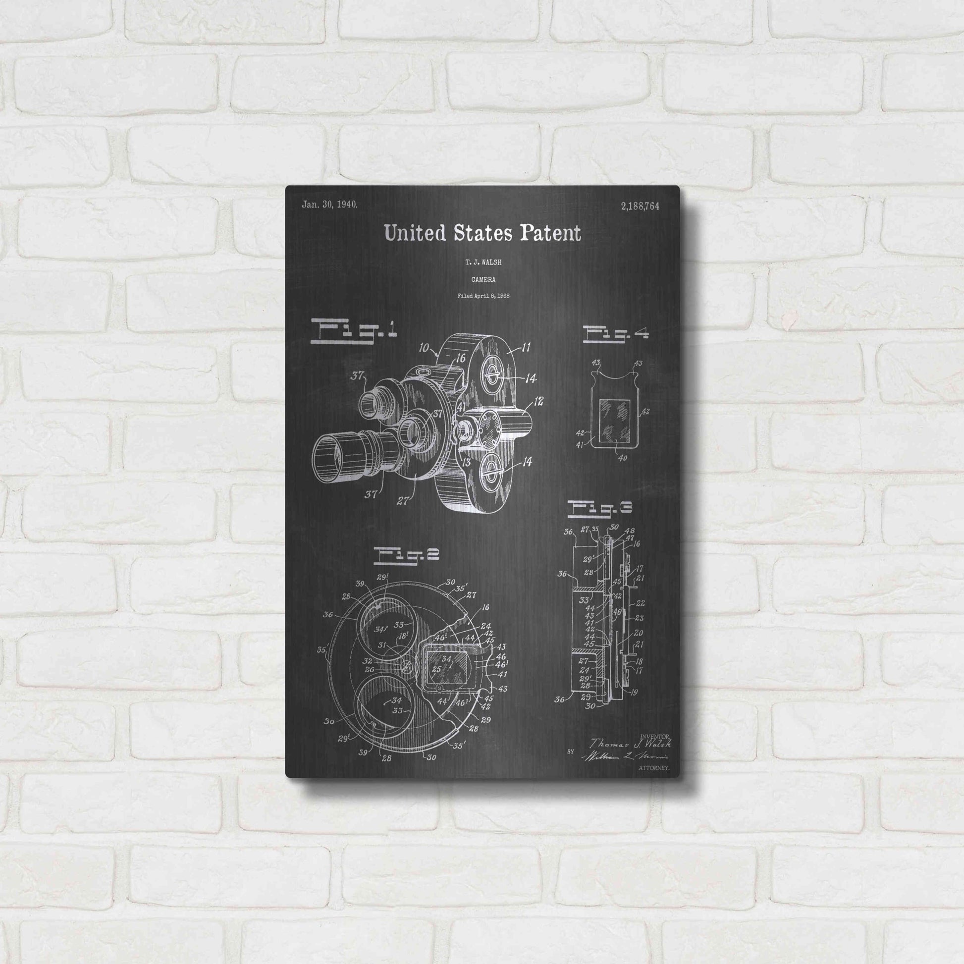 Luxe Metal Art 'Camera Vintage Patent Blueprint' by Epic Portfolio, Metal Wall Art,16x24