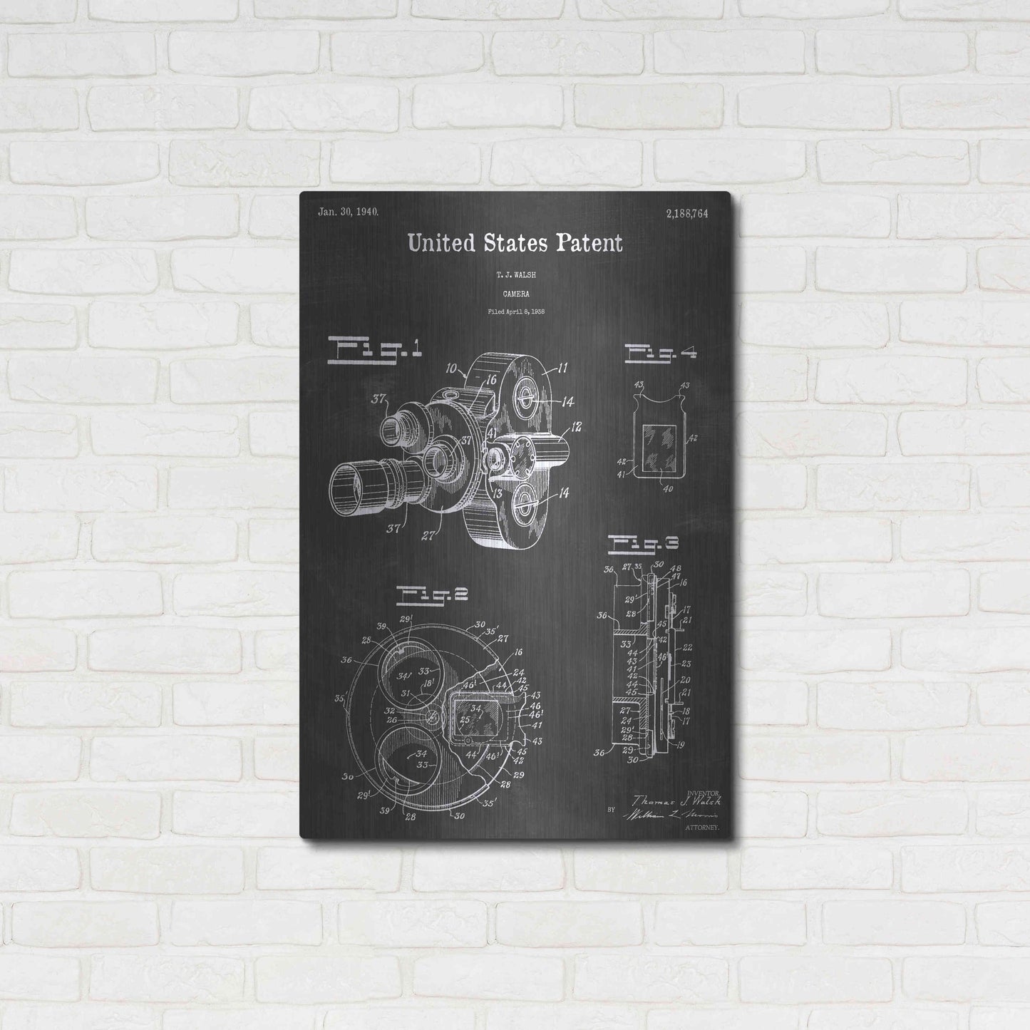 Luxe Metal Art 'Camera Vintage Patent Blueprint' by Epic Portfolio, Metal Wall Art,24x36