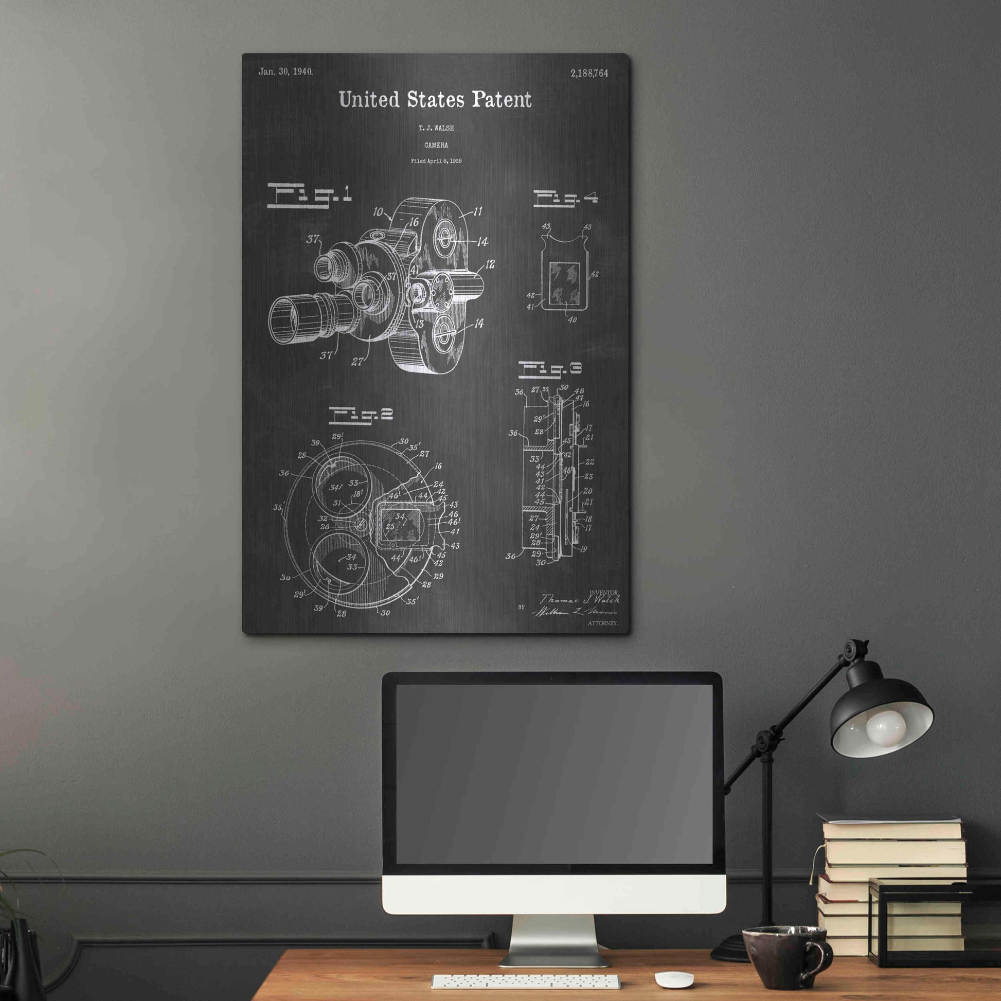 Luxe Metal Art 'Camera Vintage Patent Blueprint' by Epic Portfolio, Metal Wall Art,24x36