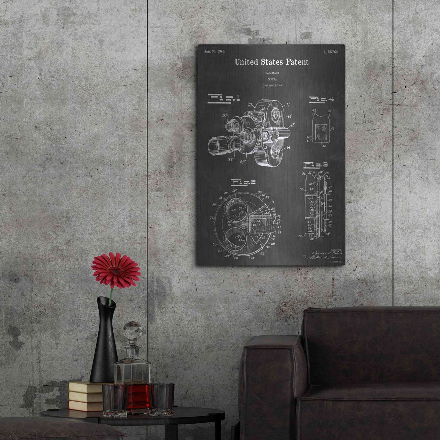 Luxe Metal Art 'Camera Vintage Patent Blueprint' by Epic Portfolio, Metal Wall Art,24x36