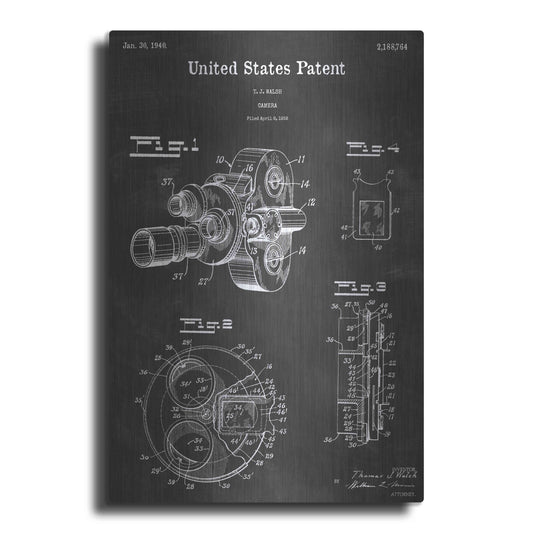 Luxe Metal Art 'Camera Vintage Patent Blueprint' by Epic Portfolio, Metal Wall Art