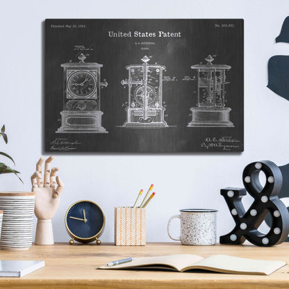 Luxe Metal Art 'Clock Vintage Patent Blueprint' by Epic Portfolio, Metal Wall Art,16x12