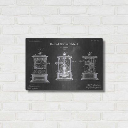 Luxe Metal Art 'Clock Vintage Patent Blueprint' by Epic Portfolio, Metal Wall Art,24x16