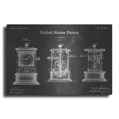 Luxe Metal Art 'Clock Vintage Patent Blueprint' by Epic Portfolio, Metal Wall Art