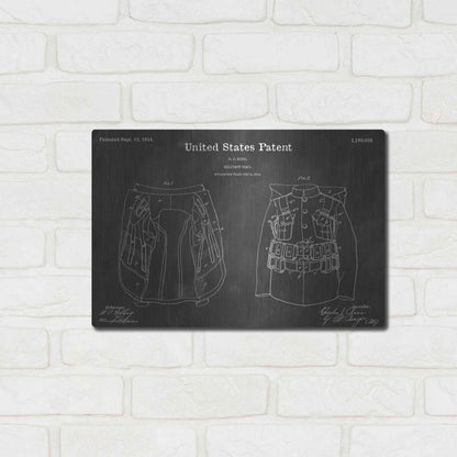 Luxe Metal Art 'Coat Vintage Patent Blueprint' by Epic Portfolio, Metal Wall Art,16x12