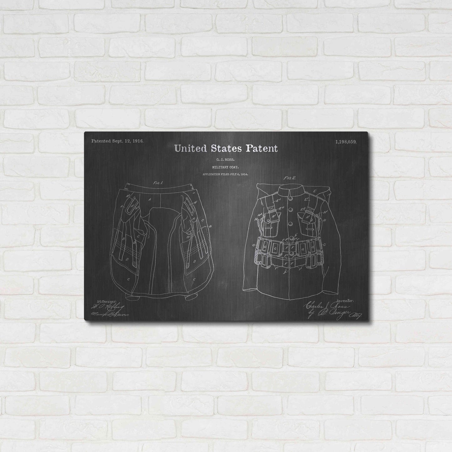 Luxe Metal Art 'Coat Vintage Patent Blueprint' by Epic Portfolio, Metal Wall Art,36x24