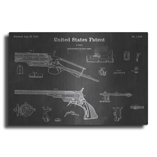 Luxe Metal Art 'Colt Vintage Patent Blueprint' by Epic Portfolio, Metal Wall Art