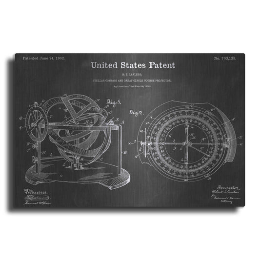 Luxe Metal Art 'Compass Vintage Patent Blueprint' by Epic Portfolio, Metal Wall Art