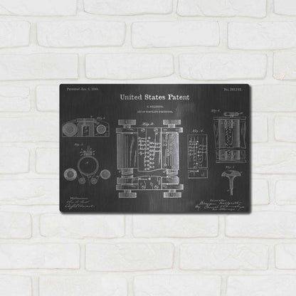 Luxe Metal Art 'Compiling Statistics Vintage Patent Blueprint' by Epic Portfolio, Metal Wall Art,16x12