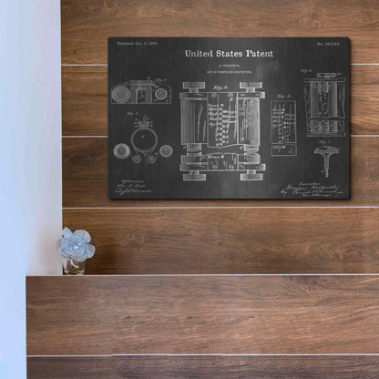 Luxe Metal Art 'Compiling Statistics Vintage Patent Blueprint' by Epic Portfolio, Metal Wall Art,16x12