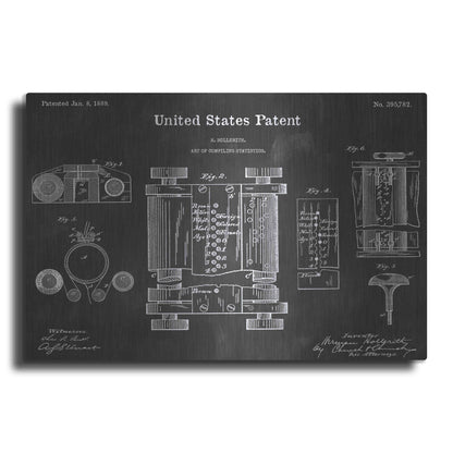 Luxe Metal Art 'Compiling Statistics Vintage Patent Blueprint' by Epic Portfolio, Metal Wall Art