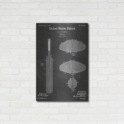 Luxe Metal Art 'Cricket Bat Vintage Patent Blueprint' by Epic Portfolio, Metal Wall Art,24x36