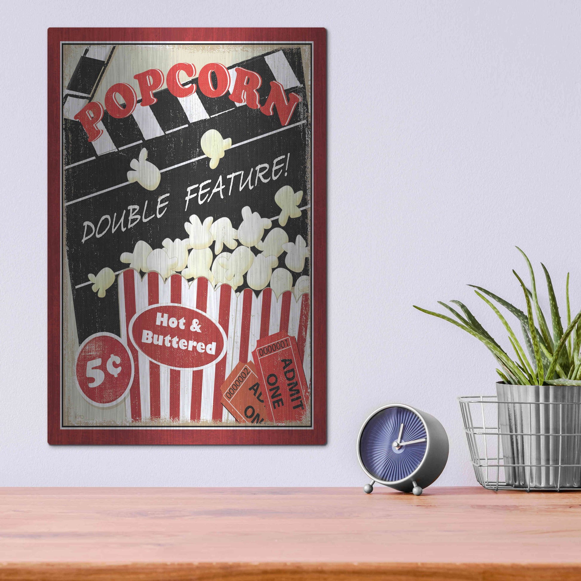 Luxe Metal Art 'At the Movies I' by Veronique Charron, Metal Wall Art,12x16