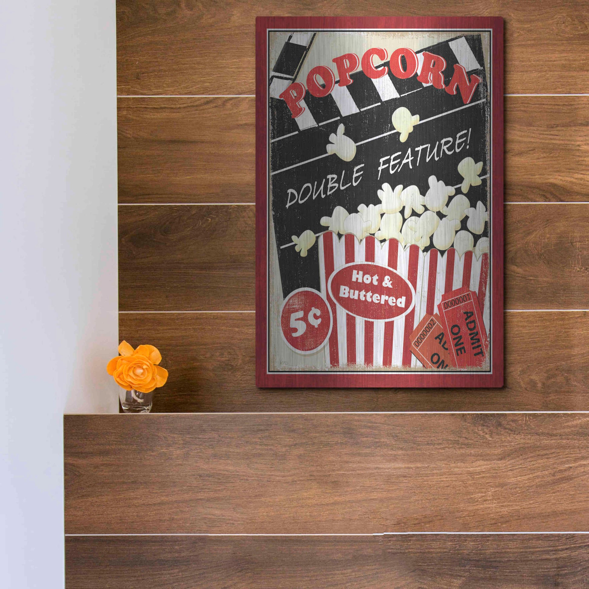 Luxe Metal Art 'At the Movies I' by Veronique Charron, Metal Wall Art,12x16