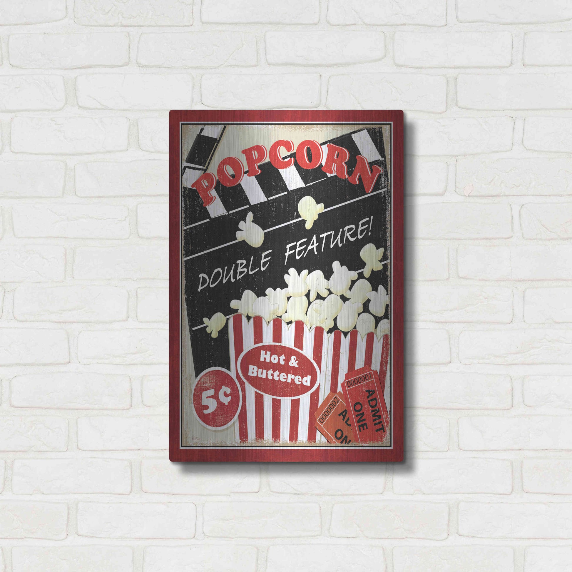 Luxe Metal Art 'At the Movies I' by Veronique Charron, Metal Wall Art,16x24