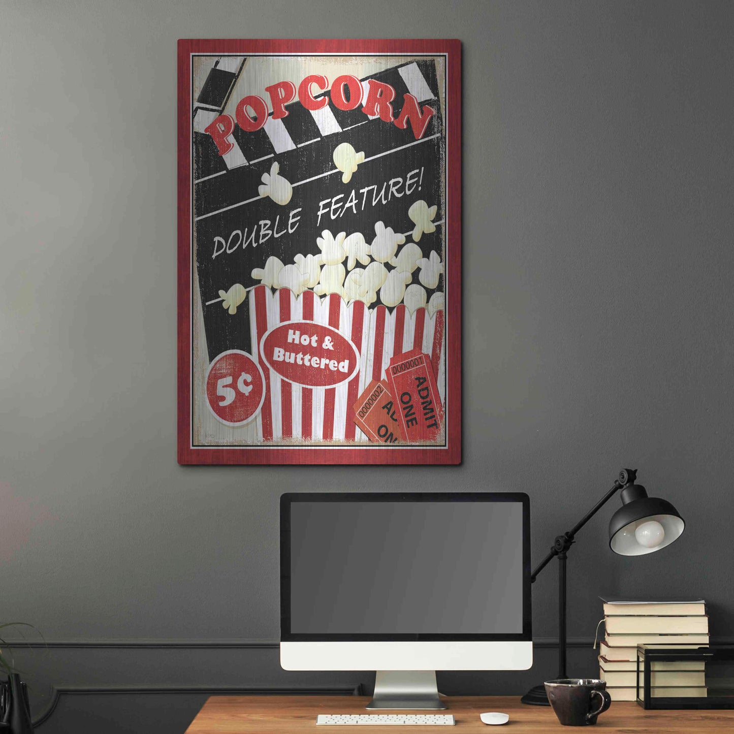 Luxe Metal Art 'At the Movies I' by Veronique Charron, Metal Wall Art,24x36