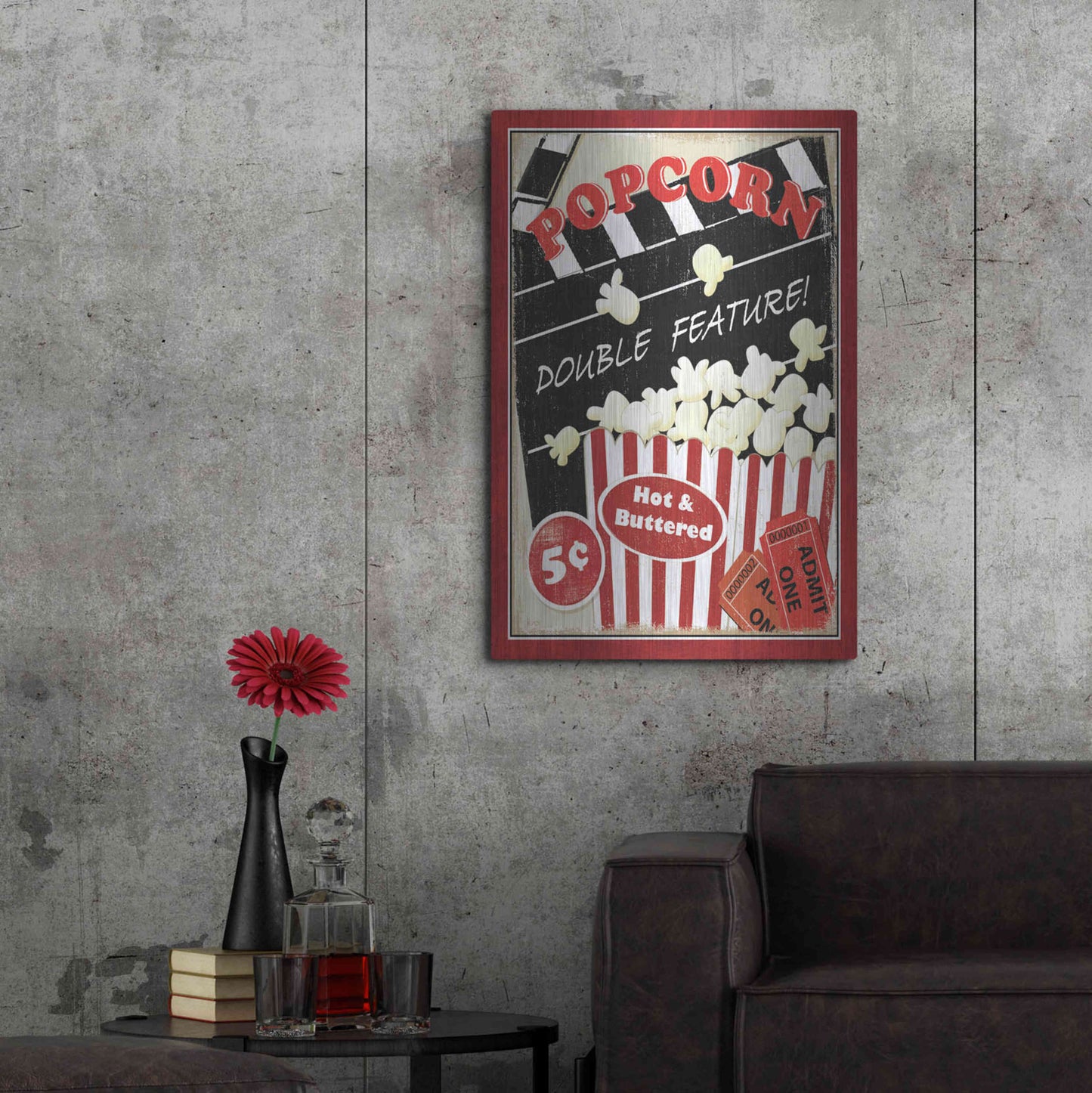 Luxe Metal Art 'At the Movies I' by Veronique Charron, Metal Wall Art,24x36