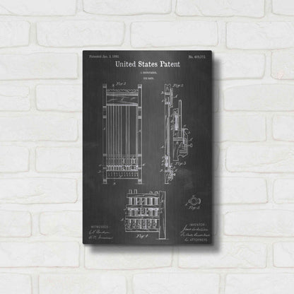 Luxe Metal Art 'Cue Rack Vintage Patent Blueprint' by Epic Portfolio, Metal Wall Art,12x16