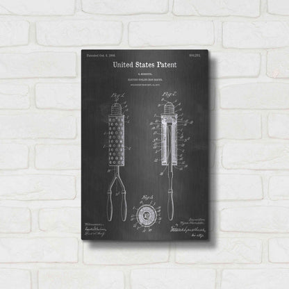 Luxe Metal Art 'Curling Iron Vintage Patent Blueprint' by Epic Portfolio, Metal Wall Art,12x16