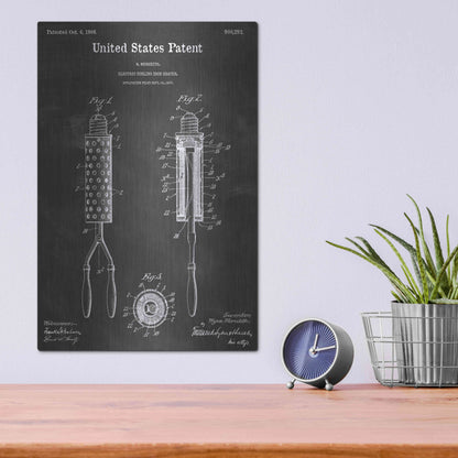 Luxe Metal Art 'Curling Iron Vintage Patent Blueprint' by Epic Portfolio, Metal Wall Art,12x16