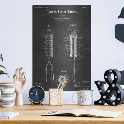 Luxe Metal Art 'Curling Iron Vintage Patent Blueprint' by Epic Portfolio, Metal Wall Art,12x16