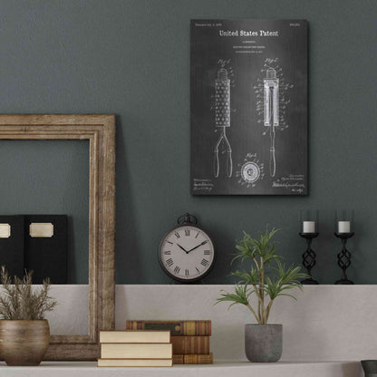 Luxe Metal Art 'Curling Iron Vintage Patent Blueprint' by Epic Portfolio, Metal Wall Art,12x16