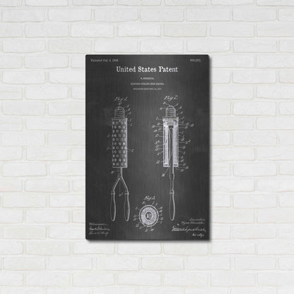 Luxe Metal Art 'Curling Iron Vintage Patent Blueprint' by Epic Portfolio, Metal Wall Art,24x36