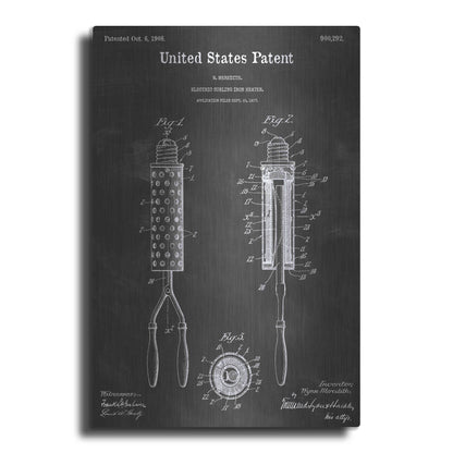 Luxe Metal Art 'Curling Iron Vintage Patent Blueprint' by Epic Portfolio, Metal Wall Art