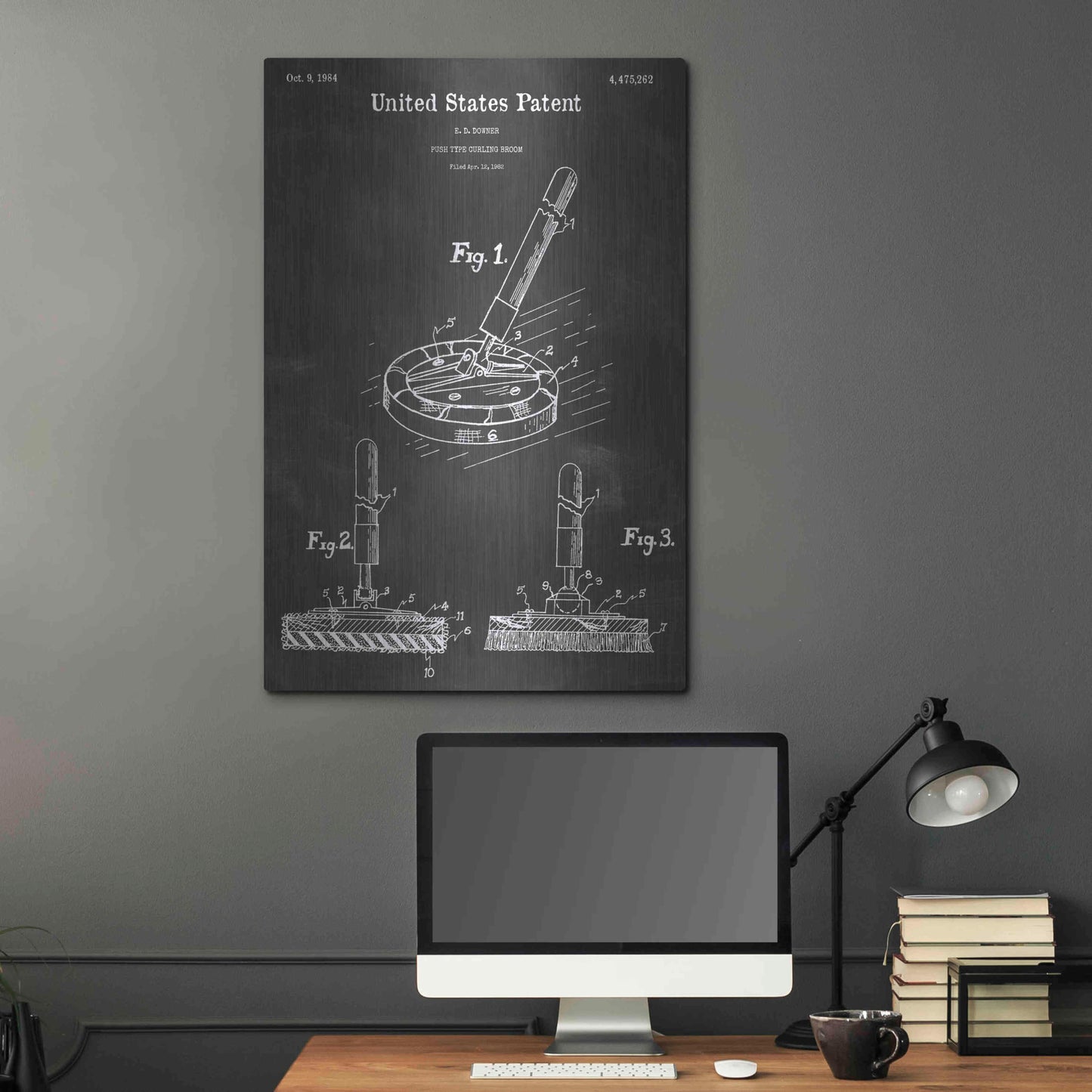 Luxe Metal Art 'Curling Vintage Patent Blueprint' by Epic Portfolio, Metal Wall Art,24x36