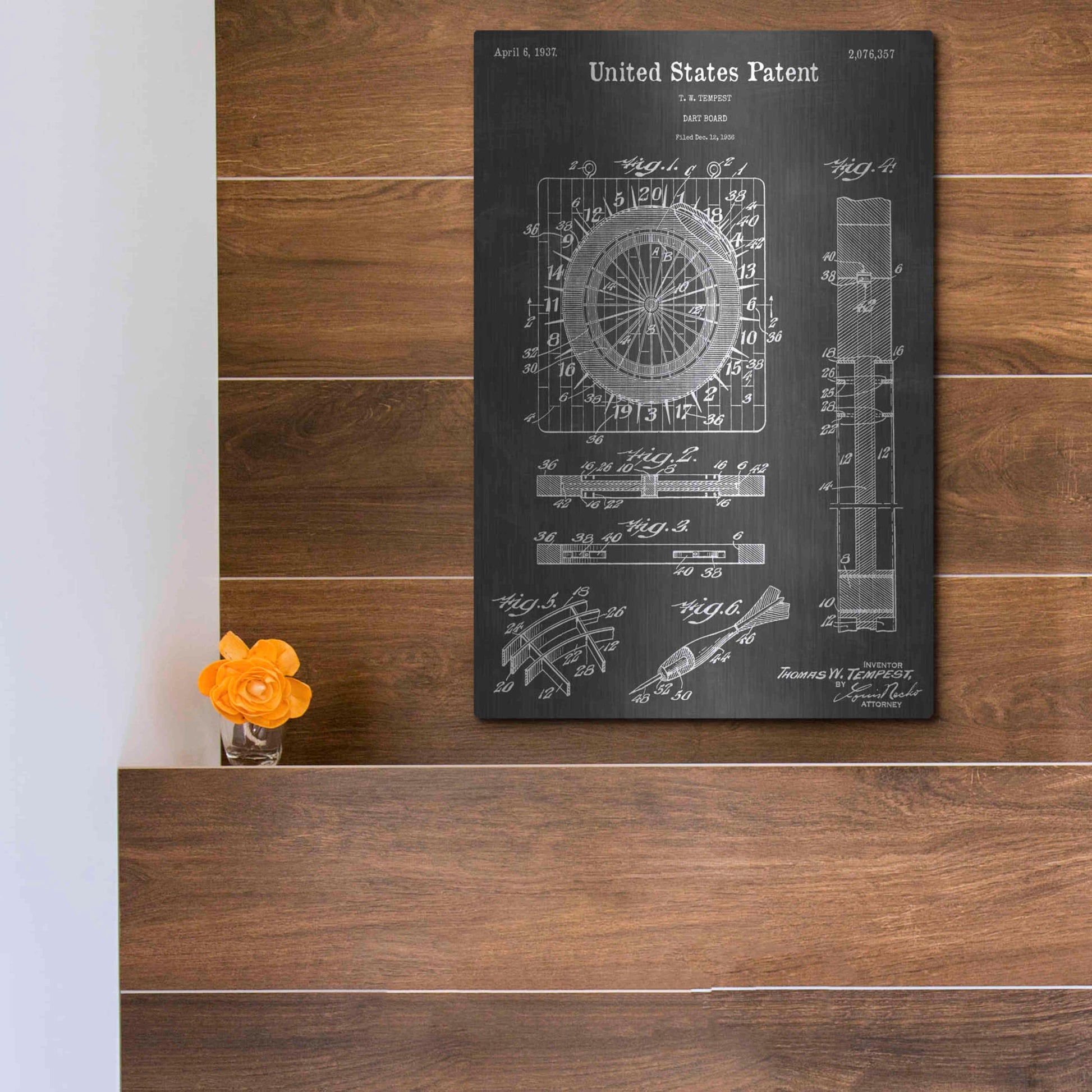 Luxe Metal Art 'Dart Vintage Patent Blueprint' by Epic Portfolio, Metal Wall Art,12x16