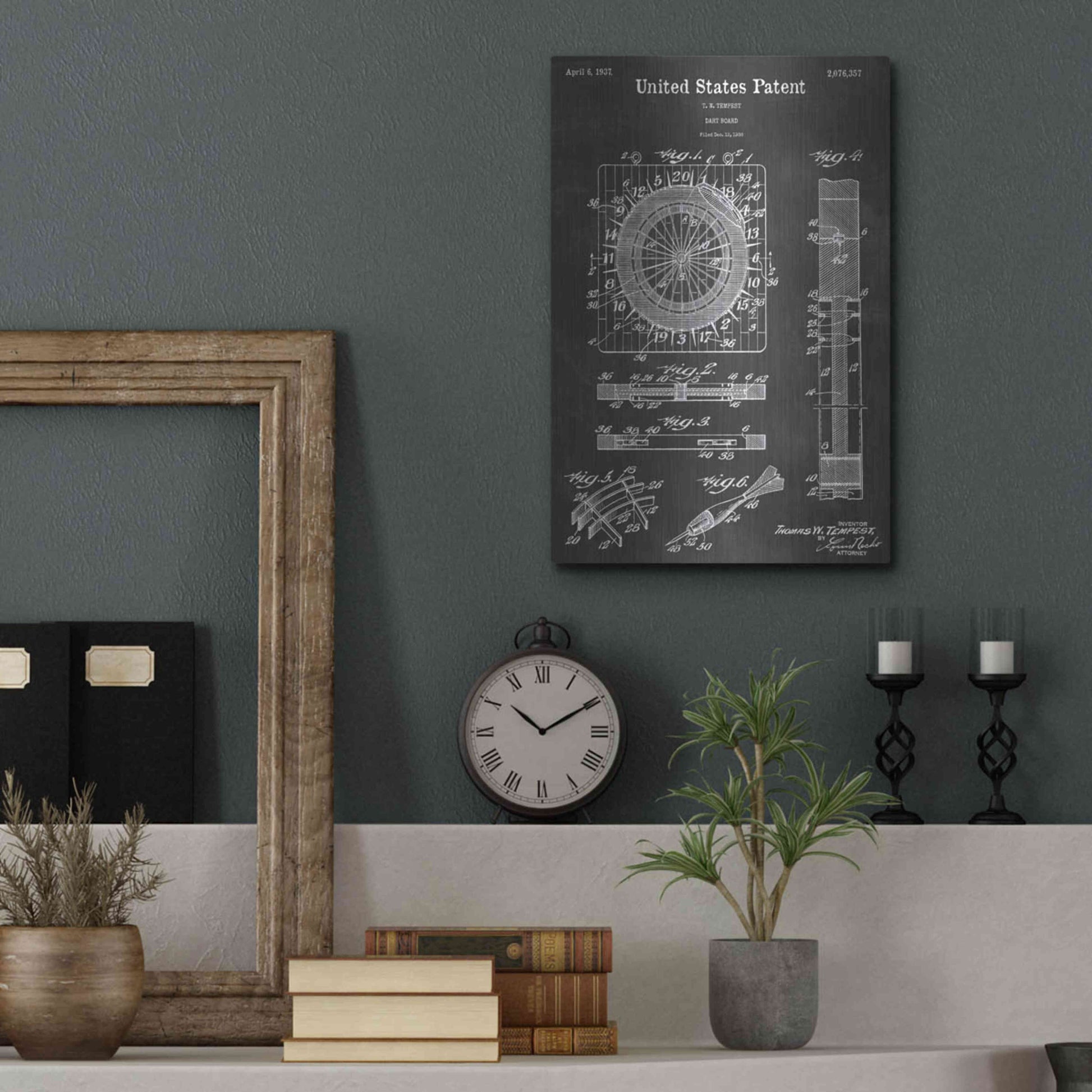 Luxe Metal Art 'Dart Vintage Patent Blueprint' by Epic Portfolio, Metal Wall Art,12x16