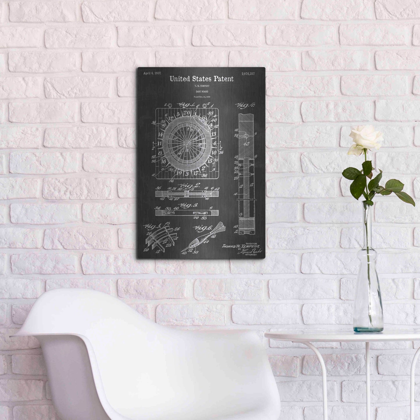 Luxe Metal Art 'Dart Vintage Patent Blueprint' by Epic Portfolio, Metal Wall Art,16x24